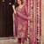 Women's pink straight silk blend floral printed kurta set with pant and dupatta