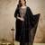 Women's black silk blend embroidered with sequins work straight kurta set for women
