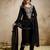 Women's black silk blend embroidered with sequins work straight kurta set for women