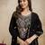 Women's black silk blend embroidered with sequins work straight kurta set for women