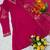 Women's pink viscose embroidered flared kurta set with dupatta and pant