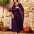 Women's wine viscose embroidered flared kurta set with dupatta and pant