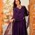 Women's wine viscose embroidered flared kurta set with dupatta and pant