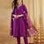 Women's purple viscose straight embroidered kurta set with pant and dupatta