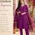 Women's purple viscose straight embroidered kurta set with pant and dupatta