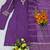 Women's purple viscose straight embroidered kurta set with pant and dupatta