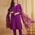 Women's purple viscose straight embroidered kurta set with pant and dupatta