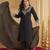 Women's black rayon straight embroidered kurta set with dupatta and pant