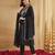 Women's black rayon straight embroidered kurta set with dupatta and pant