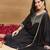 Women's black rayon straight embroidered kurta set with dupatta and pant