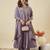Women's lavender silk blend embroidered kurta set with palazzo and dupatta