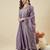 Women's lavender silk blend embroidered kurta set with palazzo and dupatta