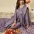 Women's lavender silk blend embroidered kurta set with palazzo and dupatta