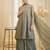 Women's sage green fandy silk embroidered kurta set with palazzo and dupatta