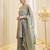 Women's sage green fandy silk embroidered kurta set with palazzo and dupatta