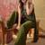 Women's green georgette embroidered kurti with palazzo and dupatta