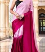 pre stitched Pink georgette woven saree with zari work