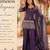 Women's purple embroidered straight crunchy silk kurta set with palazzo and dupatta