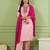 Women's peach straight embroidered silk blend kurta set with dupatta and pant
