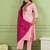 Women's peach straight embroidered silk blend kurta set with dupatta and pant