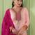 Women's peach straight embroidered silk blend kurta set with dupatta and pant