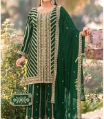 Green wedding special sequence work suit set with purse