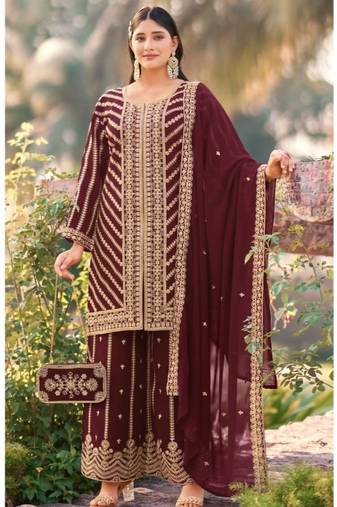 Wine wedding special sequence work suit set with purse