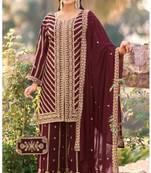 Wine wedding special sequence work suit set with purse