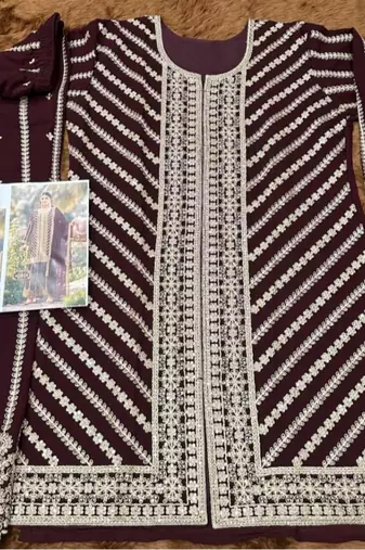Wine wedding special sequence work suit set with purse