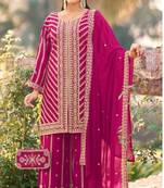 Pink wedding special sequence work suit set with purse