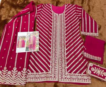 Pink wedding special sequence work suit set with purse 2