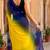 pre stitched Yellow georgette woven saree with zari work