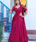 Rani Pink Embroidered Silk Traditional Lehenga Choli With Dupatta