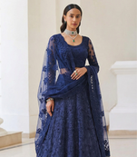 Blue Butterfly Net fabric with Embroidered, Resham, Sequence, Thread work Lehengas For Your Wedding Look
