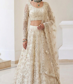 Off White Butterfly Net fabric with Embroidered, Resham, Sequence, Thread work Lehengas For Your Wedding Look