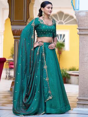 Teal Green Silk Event Wear Lehenga With Sequins Blouse 2
