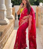 soft dolla silk with zari weaving meenakari design saree with blouse
