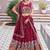 maroon silk blend embroidered Wedding lehenga choli