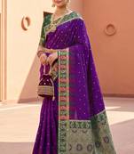 Violet soft silk blend saree with zari weaving meenakari design