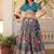 teal silk blend printed Navratri lehenga choli