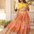 yellow silk blend printed Navratri lehenga choli
