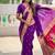 violet soft paithani style silk blend with meenakari border and lord ganesha pallu saree