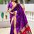 violet soft paithani style silk blend with meenakari border and lord ganesha pallu saree