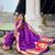 violet soft paithani style silk blend with meenakari border and lord ganesha pallu saree