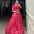 red silk blend printed Navratri lehenga choli