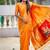 orange soft paithani style silk blend with meenakari border and lord ganesha pallu saree