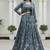 grey silk blend printed Navratri lehenga choli