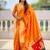 orange soft paithani style silk blend with meenakari border and lord ganesha pallu saree
