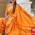 orange soft paithani style silk blend with meenakari border and lord ganesha pallu saree