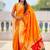 orange soft paithani style silk blend with meenakari border and lord ganesha pallu saree